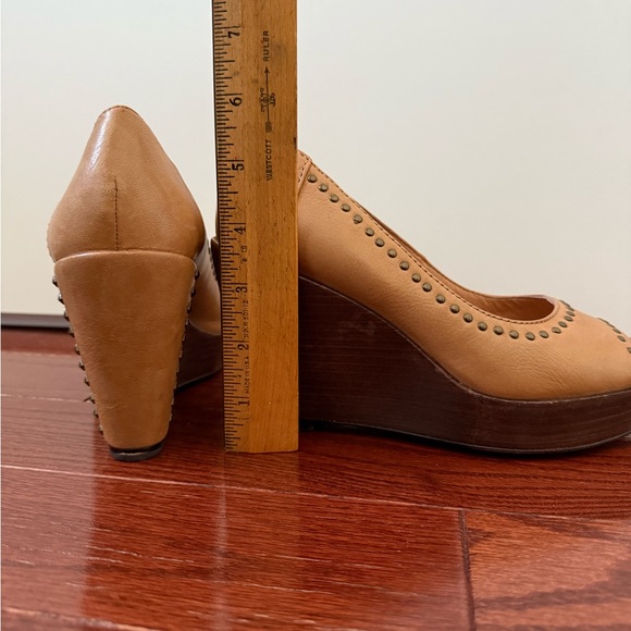 Trask Reina brown leather peep toe wedge - Picture 11 of 11